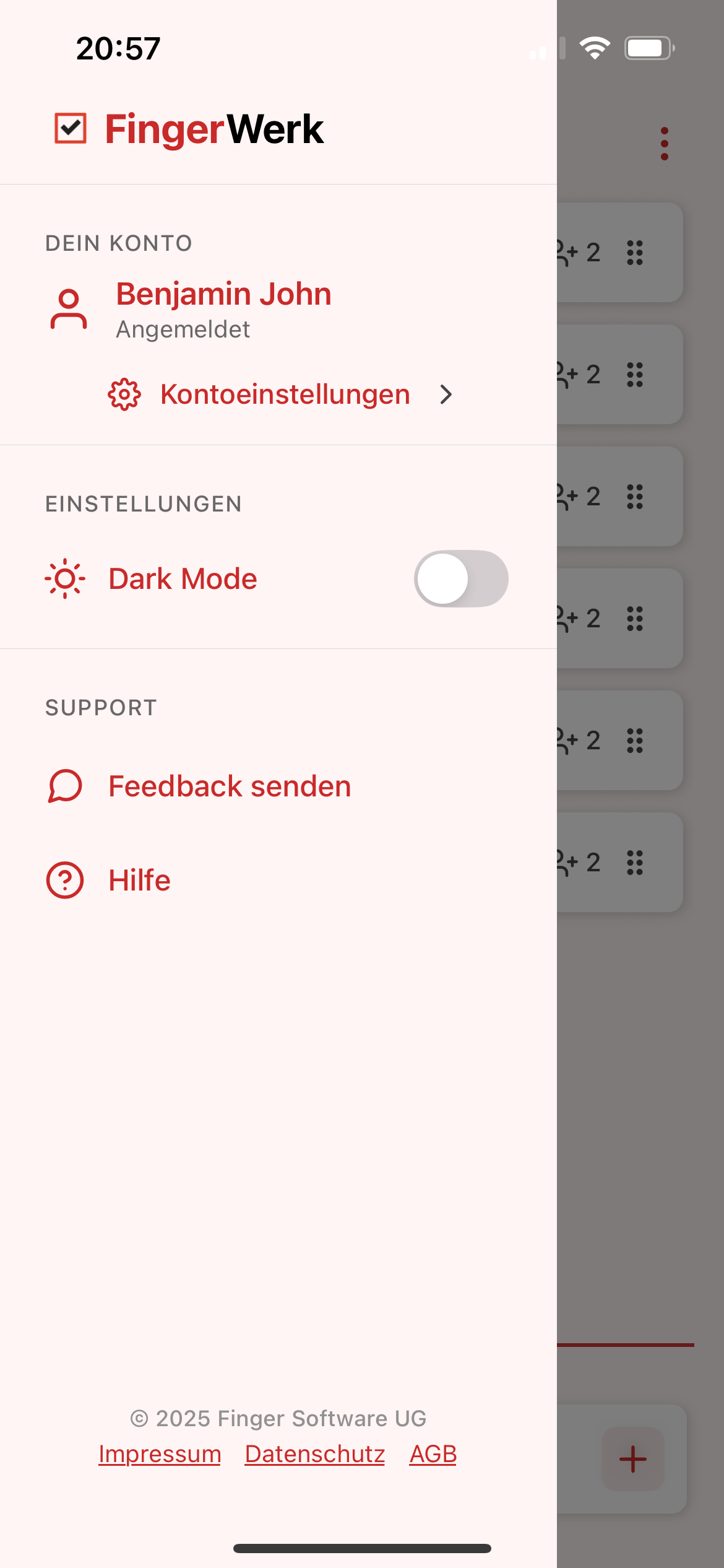 FingerWerk – App Screenshot 2